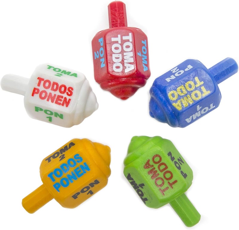 MexART Classic Mexican Pirinola Toma Todo Solid Plastic Piece 5 Multicolors Pack/Pirinola de Plastico Solida (5 Pack) - Image 1